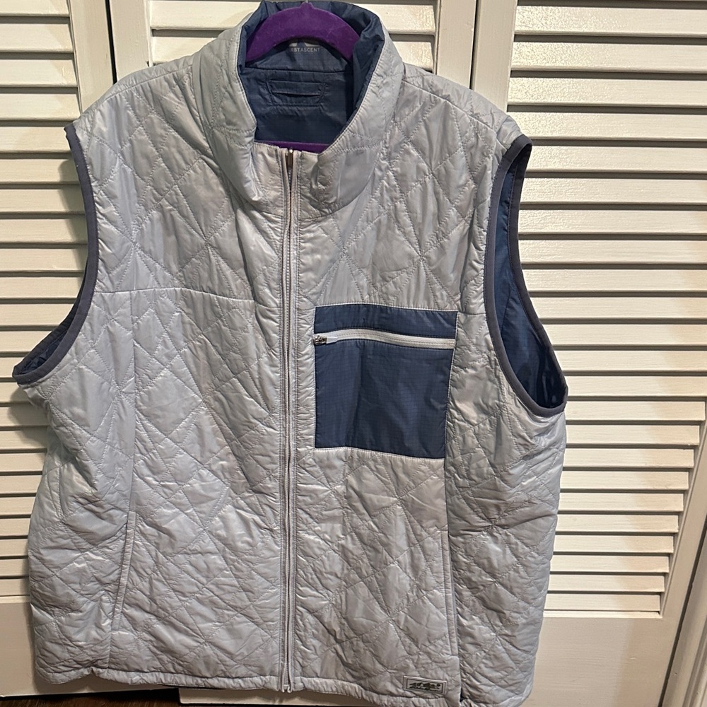 Eddie Bauer First Ascent  Reversible Quilted Gray and Blue Vest